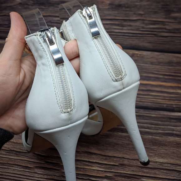 Aldo Leather D'orsay White Ankle Strap Studded 8.5 - Picture 7 of 8